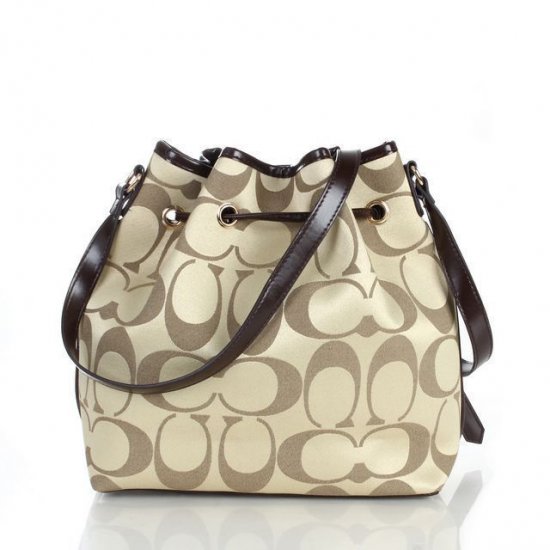 Coach Drawstring Medium Apricot Coffee Shoulder Bags FCA